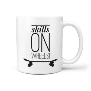 Skills On Wheels - Coffee Mug Gift for Skateboarder - Longboards USA
