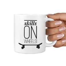 Skills On Wheels - Coffee Mug Gift for Skateboarder - Longboards USA