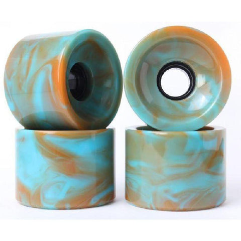 Solid Blended Blue Orange 70mm Gel Soft Longboard Wheels - Longboards USA