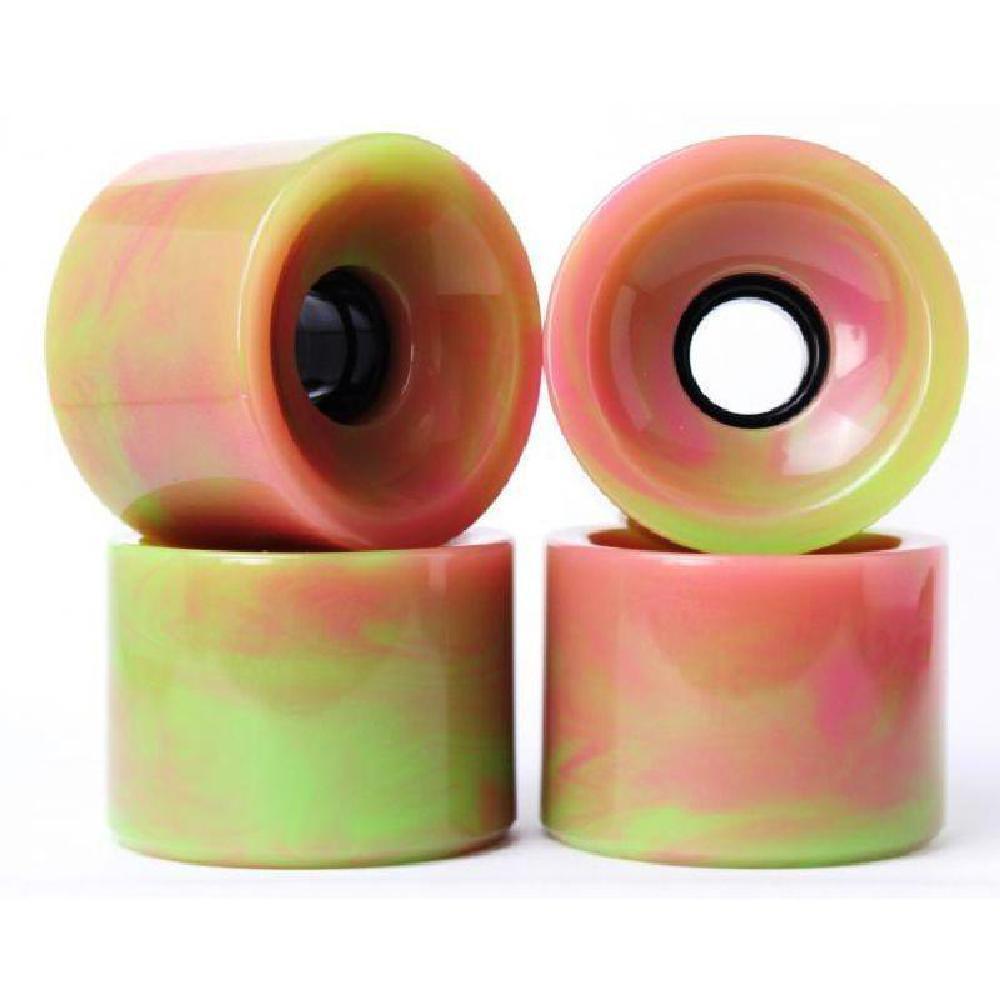 Solid Blended Pink Green 70mm Gel Soft Longboard Wheels - Longboards USA