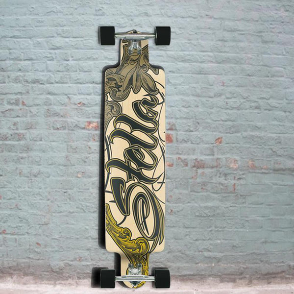 Stella Lowrider Ornate Logo Gold 42 inch Longboard – Longboards USA