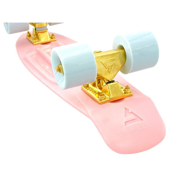 Swell Coral Pink/Gold/White 28" Cruiser Skateboard - Longboards USA
