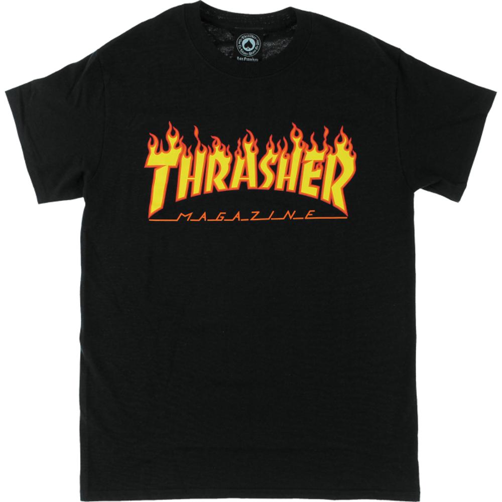 Thrasher Flame Logo Black Small T-Shirt - Longboards USA