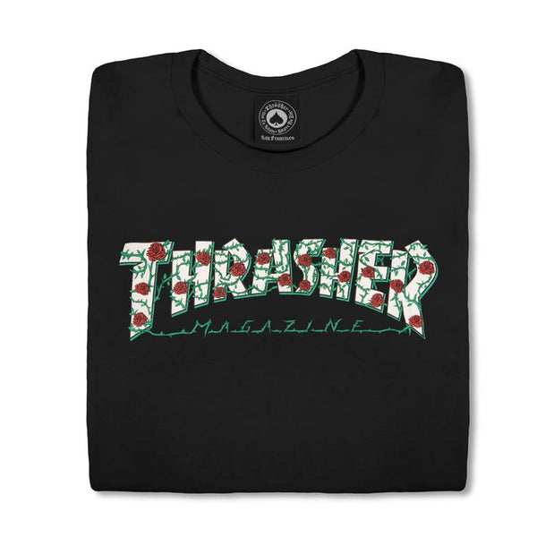 Thrasher Roses Small Black T-Shirt - Longboards USA