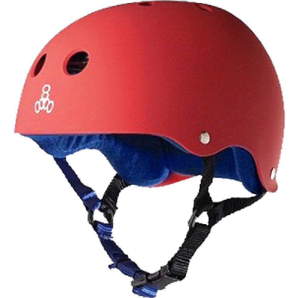 Triple 8 Red Matte Blue Skateboard Longboard Helmet - Longboards USA