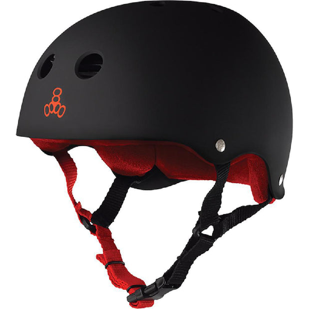 Triple 8 Sweatsaver Black Matte Red Skate Helmet - Longboards USA