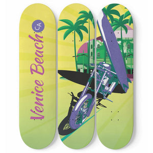 Venice Beach, Hotel, Motorcycle and Surf | Skateboard Wall Art, Mural & Skate Deck Art | Home Decor | Wall Decor - Longboards USA