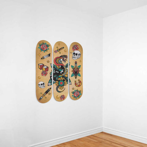 Vintage Cobra Tattoo Skateboard Wall Art - Longboards USA