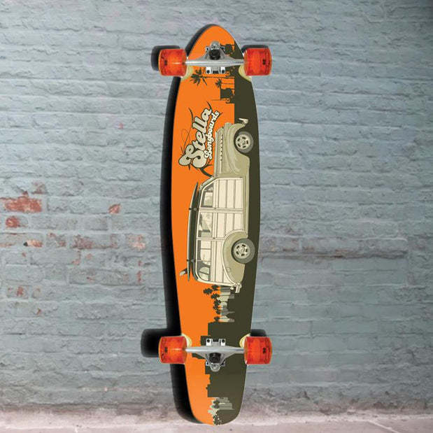 Woody Orange kicktail longboard Stella 42 inch - Complete - Longboards USA
