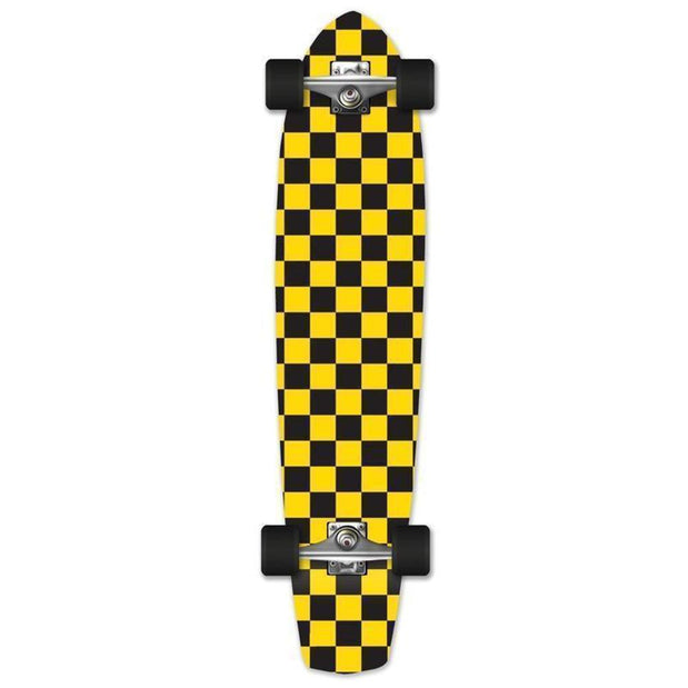 Yellow Checkered 36" Slimkick Longboard from Punked - Complete - Longboards USA