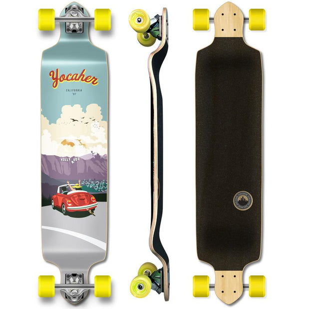 Yocaher Drop Down Longboard Complete - VW Bettle Series - Red - Longboards USA