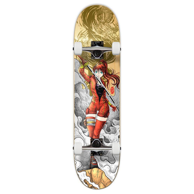 Yocaher Girl Samurai Gold Dragon 7.75" Skateboard - Samurai Series - Longboards USA