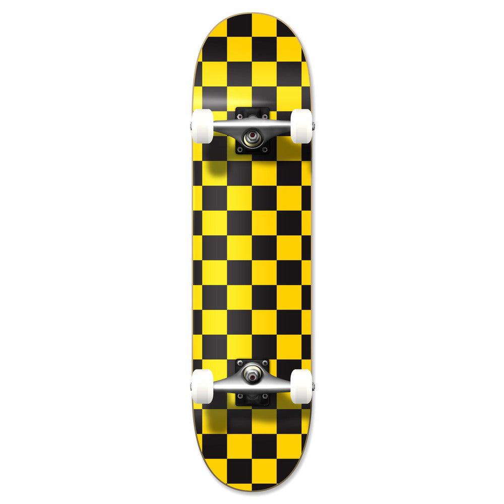 Yocaher Graphic Complete 7.75" Skateboard - Checker Yellow - Longboards USA