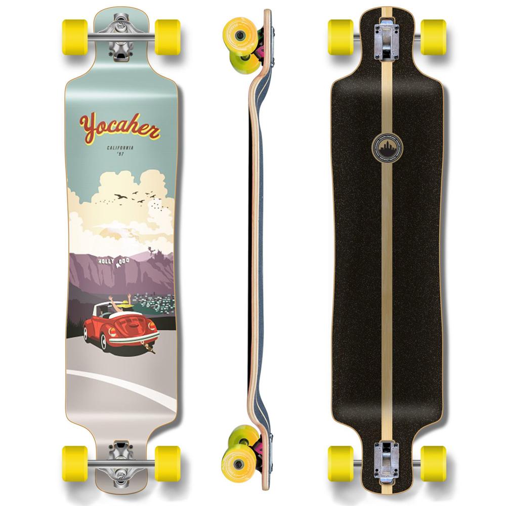 Yocaher Lowrider Longboard Complete - VW Bettle Series - Red - Longboards USA