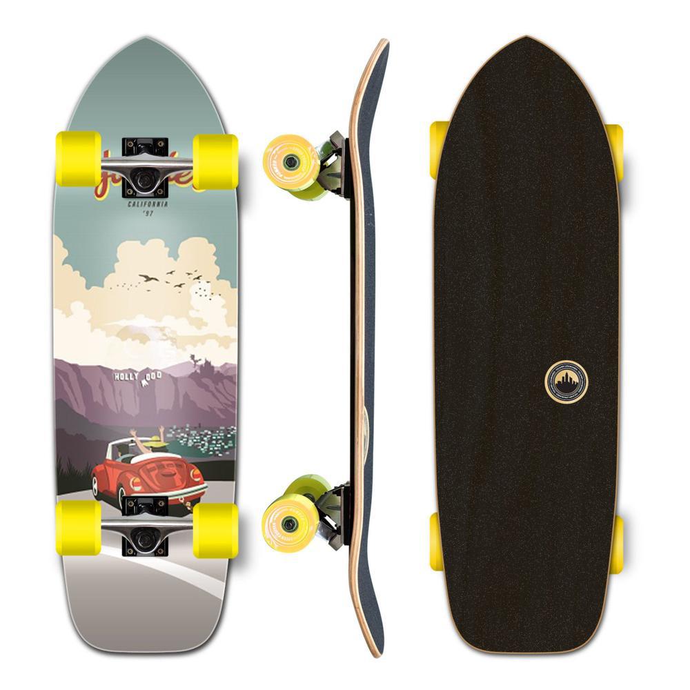 Longboard Red Yocaher Old School Longboard Complete - VW Bettle Series - Red ...