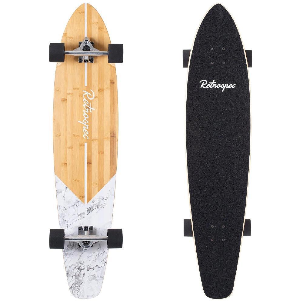Zed White Marble 44" Top Mount Bamboo Kicktail Longboard Longboards USA